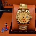 ROLEX-06-3 人氣熱銷商務男士日誌型藍寶石鏡面土豪金鋼帶款腕錶