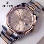 ROLEX-07-21 時尚新款商務男士間玫瑰金系列日誌型藍寶石鏡面鋼帶腕錶