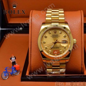 ROLEX-06-5 人氣熱銷商務男士日誌型藍寶石鏡面土豪金鋼帶款腕錶