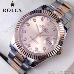 ROLEX-07-23 時尚新款商務男士間玫瑰金系列日誌型藍寶石鏡面鋼帶腕錶