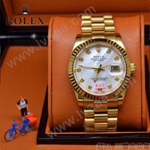 ROLEX-06-4 人氣熱銷商務男士日誌型藍寶石鏡面土豪金鋼帶款腕錶
