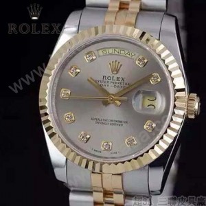 ROLEX-07-31 時尚新款商務男士間金系列日誌型藍寶石鏡面鋼帶腕錶