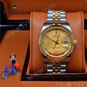 ROLEX-06-10 人氣熱銷商務男士間金系列日誌型藍寶石鏡面鋼帶款腕錶
