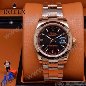 ROLEX-07-15 型男必備商務精英玫瑰金日誌型藍寶石鏡面鋼帶腕錶