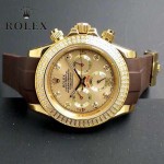 ROLEX-011 型男必備宇宙型迪通拿土豪金鑲鑽膠帶款腕錶