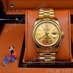 ROLEX-06-2 人氣熱銷商務男士日誌型藍寶石鏡面土豪金鋼帶款腕錶