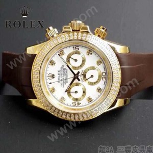 ROLEX-011-4 型男必備宇宙型迪通拿土豪金鑲鑽膠帶款腕錶