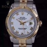 ROLEX-07-29 時尚新款商務男士間金系列日誌型藍寶石鏡面鋼帶腕錶