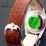 ROLEX-05 時尚奢華情侶款滿天星系列日誌型藍寶石鏡面皮帶款腕錶