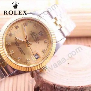 ROLEX-06-18 人氣熱銷商務男士間金系列日誌型藍寶石鏡面鋼帶款腕錶