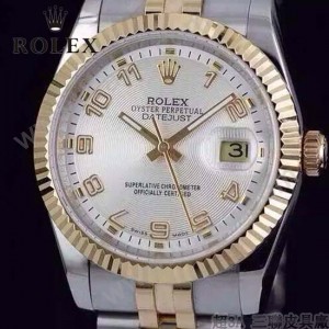ROLEX-07-28 時尚新款商務男士間金系列日誌型藍寶石鏡面鋼帶腕錶