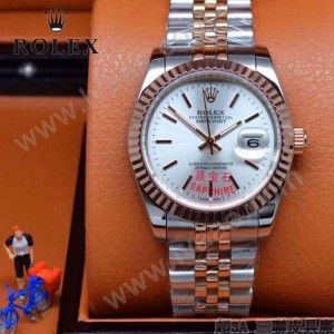 ROLEX-07-5 時尚新款商務男士間玫瑰金系列日誌型藍寶石鏡面鋼帶腕錶