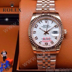ROLEX-07-8 型男必備商務精英玫瑰金日誌型藍寶石鏡面鋼帶腕錶