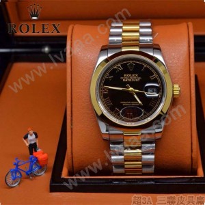 ROLEX-06-13 人氣熱銷商務男士間金系列日誌型藍寶石鏡面鋼帶款腕錶