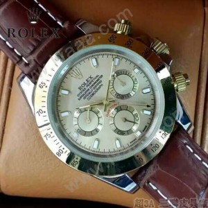 ROLEX-012-6 新款商務男士宇宙型迪通拿間金外圈皮帶款腕錶