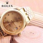 ROLEX-06-16 人氣熱銷商務男士日誌型藍寶石鏡面土豪金鋼帶款腕錶