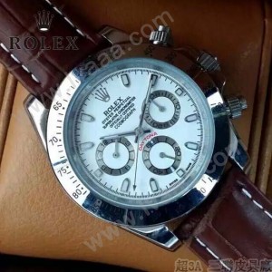 ROLEX-012-13 新款商務男士宇宙型迪通閃亮銀外圈皮帶款腕錶
