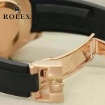 ROLEX-017 歐美休閒男士遊艇名仕系列土豪金黑色硅膠帶腕錶
