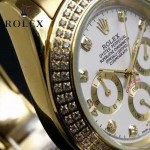 ROLEX-013-2 新款宇宙型迪通拿土豪金外圈鑲鑽款男士鋼帶腕錶