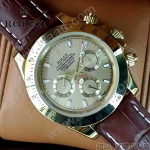 ROLEX-012-9 新款商務男士宇宙型迪通拿土豪金皮帶款腕錶