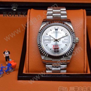 ROLEX-021-4 時尚商務男士日誌型白色錶盤藍寶石鏡面鋼帶款腕錶