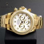 ROLEX-013-2 新款宇宙型迪通拿土豪金外圈鑲鑽款男士鋼帶腕錶