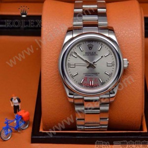ROLEX-021-8 時尚商務男士日誌型銀色錶盤藍寶石鏡面鋼帶款腕錶