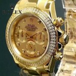 ROLEX-013-3 新款宇宙型迪通拿土豪金外圈鑲鑽款男士鋼帶腕錶