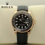 ROLEX-017 歐美休閒男士遊艇名仕系列土豪金黑色硅膠帶腕錶