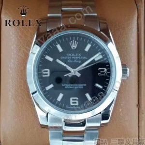 ROLEX-021-20 時尚商務男士日誌型黑色錶盤藍寶石鏡面鋼帶款腕錶