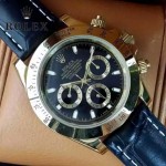 ROLEX-012-8 新款商務男士宇宙型迪通拿瑞士機芯土豪金皮帶款腕錶