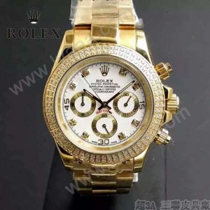 ROLEX-013-2 新款宇宙型迪通拿土豪金外圈鑲鑽款男士鋼帶腕錶