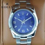 ROLEX-021-19 時尚商務男士日誌型藍色錶盤藍寶石鏡面鋼帶款腕錶