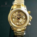 ROLEX-013-3 新款宇宙型迪通拿土豪金外圈鑲鑽款男士鋼帶腕錶