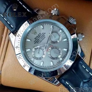 ROLEX-012-12 新款商務男士宇宙型迪通閃亮銀外圈皮帶款腕錶