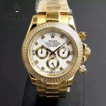 ROLEX-013-2 新款宇宙型迪通拿土豪金外圈鑲鑽款男士鋼帶腕錶