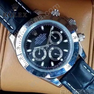 ROLEX-012-11 新款商務男士宇宙型迪通閃亮銀外圈皮帶款腕錶