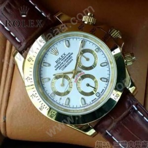 ROLEX-012-10 新款商務男士宇宙型迪通拿土豪金皮帶款腕錶