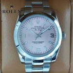 ROLEX-021-18 時尚商務男士日誌型白色錶盤藍寶石鏡面鋼帶款腕錶