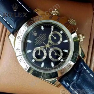ROLEX-012-8 新款商務男士宇宙型迪通拿瑞士機芯土豪金皮帶款腕錶