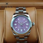 ROLEX-021-23 時尚商務男士日誌型紫色錶盤藍寶石鏡面鋼帶款腕錶