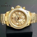 ROLEX-013-3 新款宇宙型迪通拿土豪金外圈鑲鑽款男士鋼帶腕錶