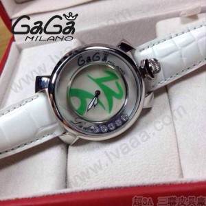 GAGA-55 專櫃新款時尚女士白色配綠色銀圈活力走珠系列腕錶