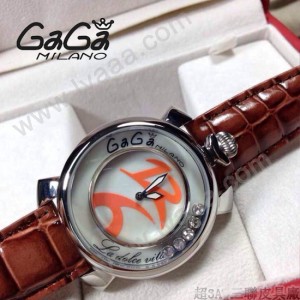GAGA-63 專櫃新款時尚女士褐色配橙色銀圈活力走珠系列腕錶