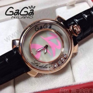 GAGA-56 專櫃新款時尚女士黑色配粉色金圈活力走珠系列腕錶