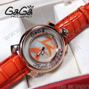 GAGA-59 專櫃新款時尚女士橙色金圈活力走珠系列腕錶