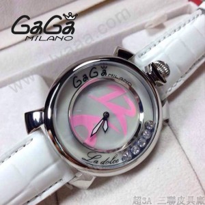 GAGA-62 專櫃新款時尚女士白色配粉色銀圈活力走珠系列腕錶
