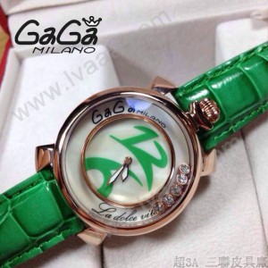 GAGA-58 專櫃新款時尚女士綠色金圈活力走珠系列腕錶
