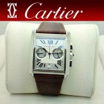 CARTIER-180 人氣男士閃亮銀休閒劉德華同款TANK MC系列石英腕錶