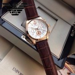 ARMANI-184 時尚潮流新款土豪金白面男士六針設計原單皮帶款石英腕錶